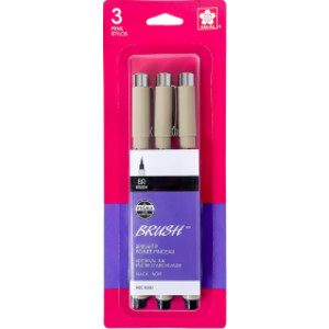 Pigma Brush Pen, Black, 3-Pack