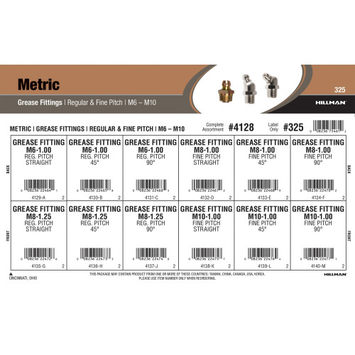 Metric Grease Fittings Assortment (M6 - M10 Regular & Fine Pitch)