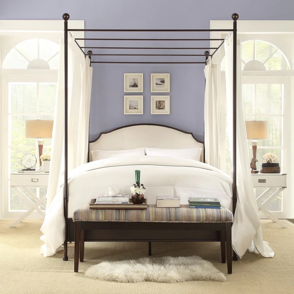 Cherry Brown Metal Canopy Poster Bed