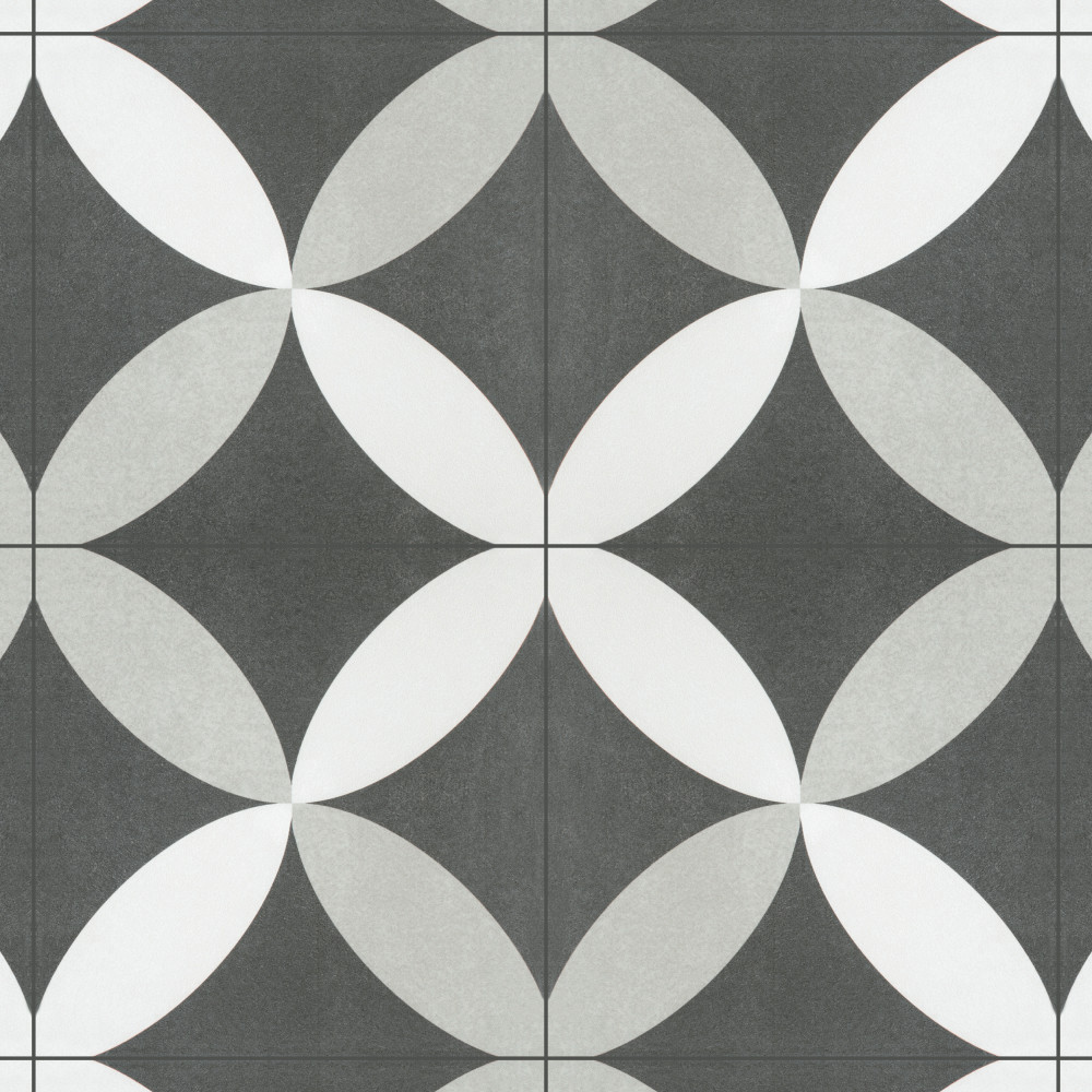 Twenties Petal 7.75x7.75 Square Ceramic Floor and Wall Digital Pattern