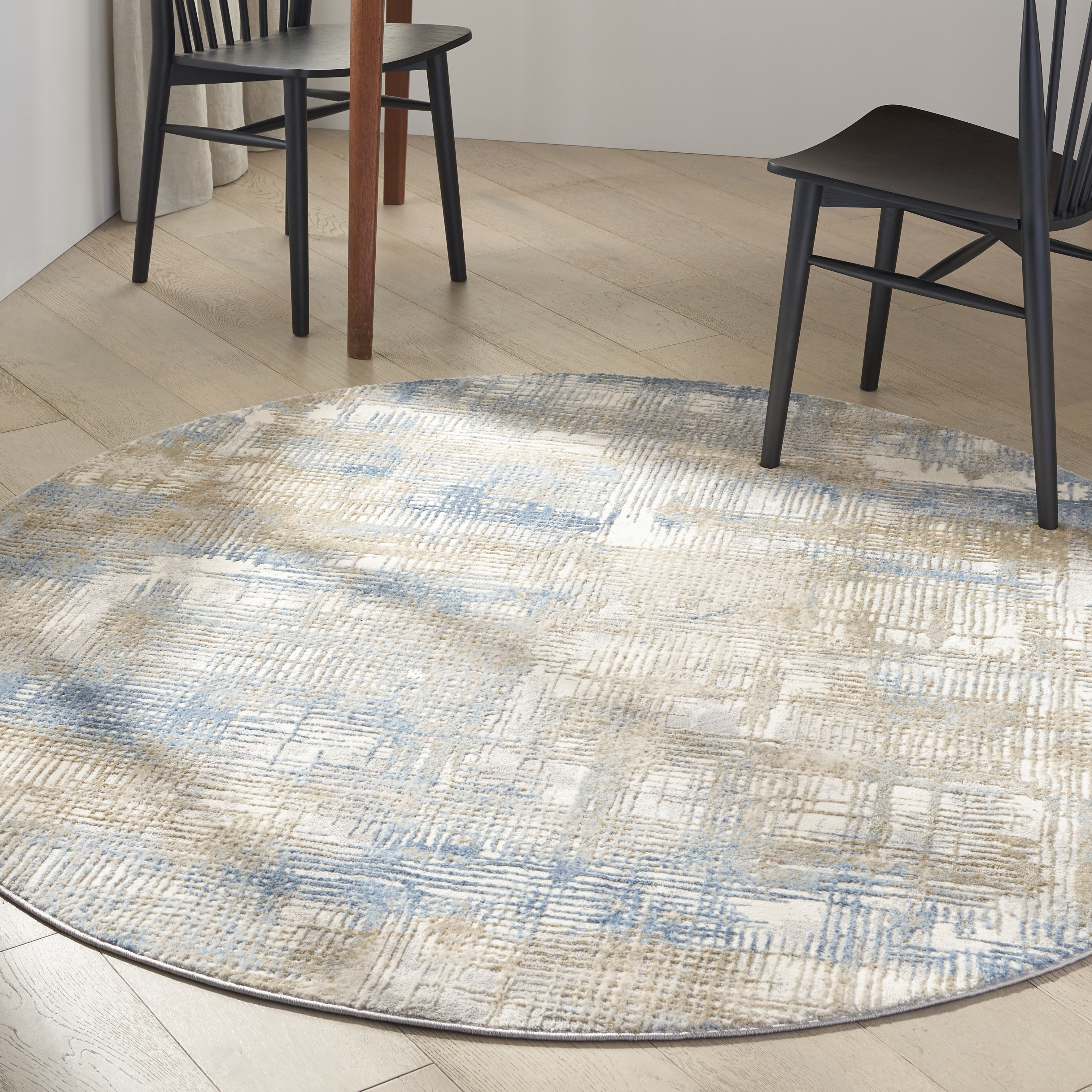 Calvin Klein CK950 Rush 6' x Round Blue Beige Modern Indoor Rug