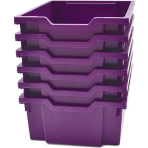 Deep F2 Tray, Plum Purple, 12.3" x 16.8" x 5.9", Heavy Duty School, Industrial & Utility Bins, Pack of 6