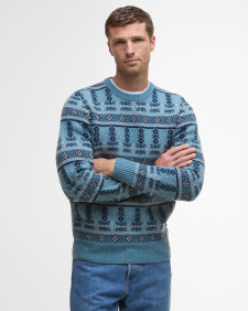 Grangetown Fair Isle Crew Neck Jumper Bluestone