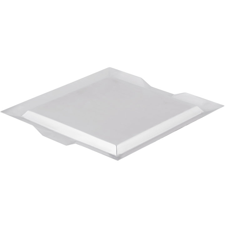 Large square stainless steel serving tray