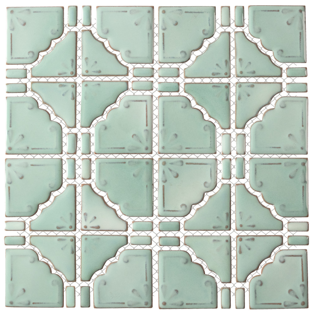 Hudson Moonbeam Mint Green 11-7/8 in. x 11-7/8 in. Porcelain Mosaic Tile