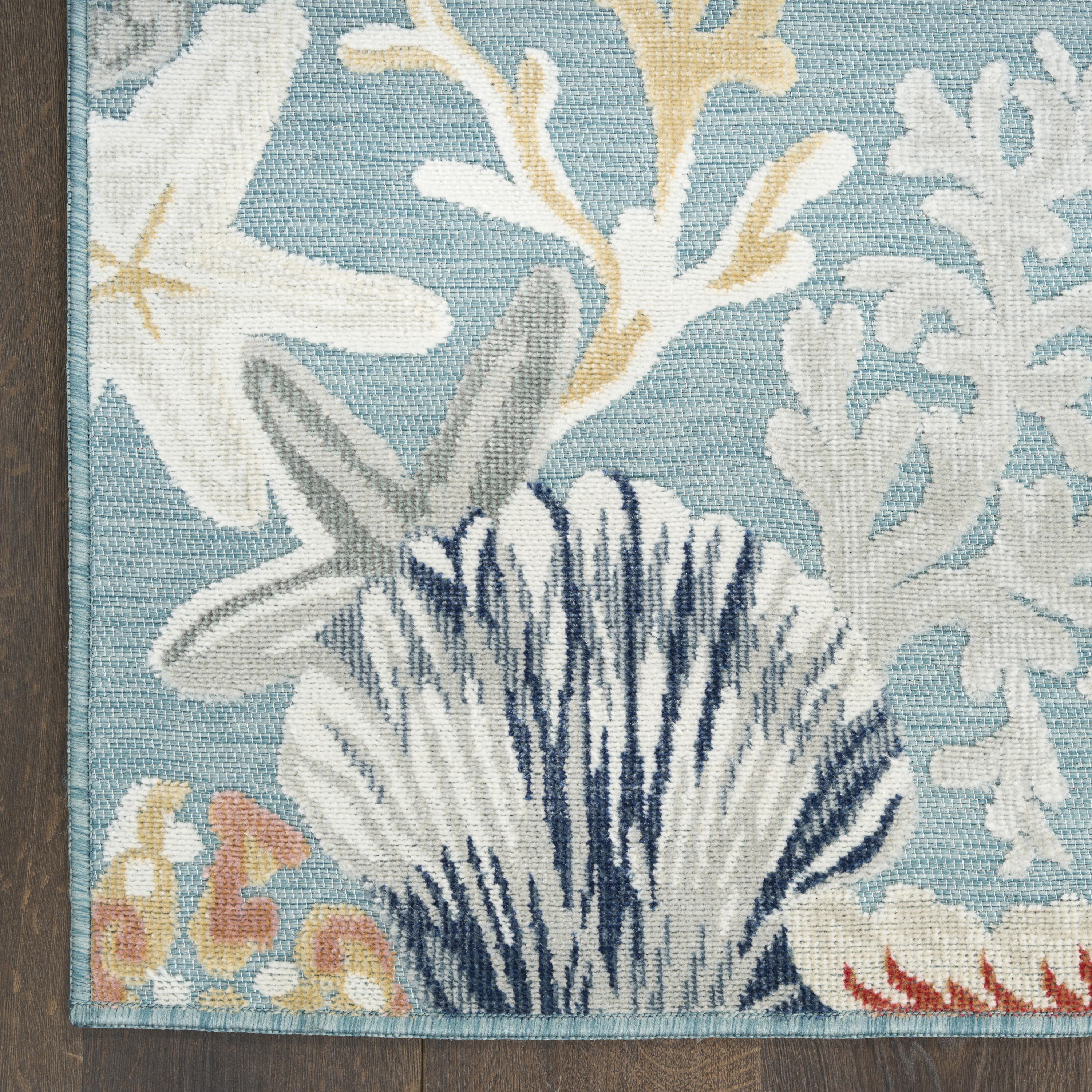 Nourison Suncoast 4' x 6' Teal Multicolor Coastal, Nautical & Beach Rug