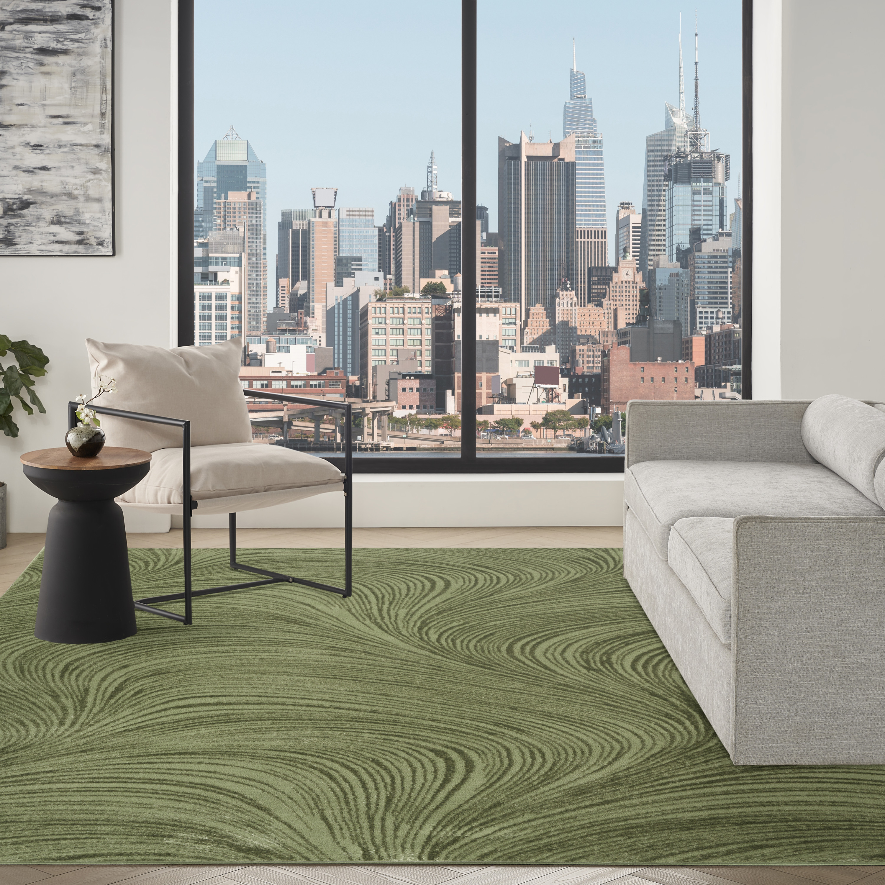 DKNY Central Park West 5'3" x 7'3" Green Modern Indoor Rug