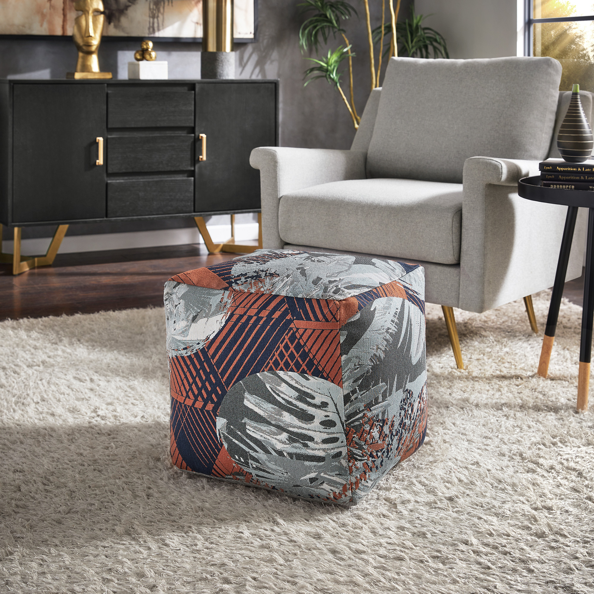 Upholstered Square Pouf Ottoman