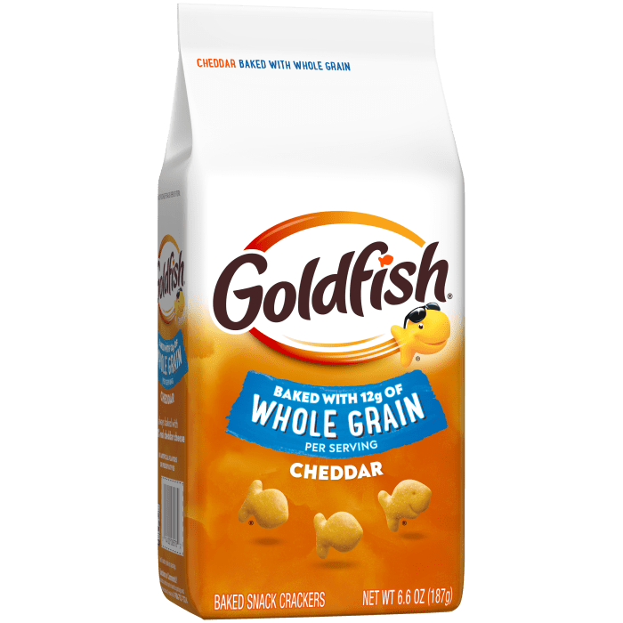 Goldfish® Baked with Whole Grain Cheddar Baked Snack Crackers, 6.6 oz, bag - Left Angle Image