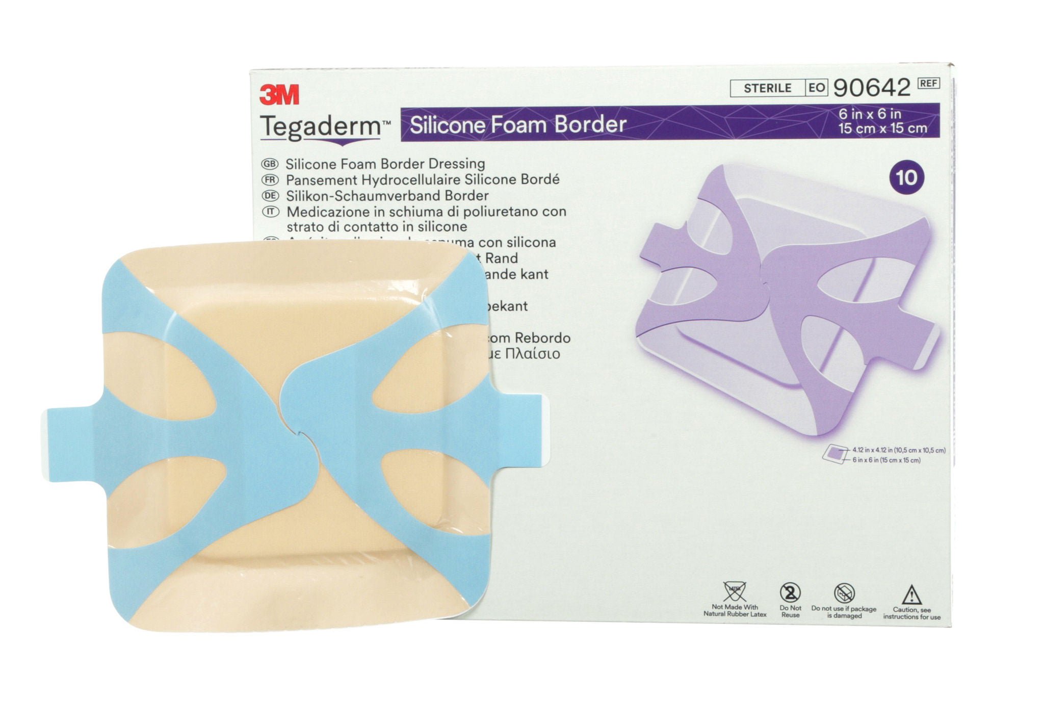 3M™ Tegaderm™ Silicone Adhesive with Border Silicone Foam Dressing, 6 x 6 Inch