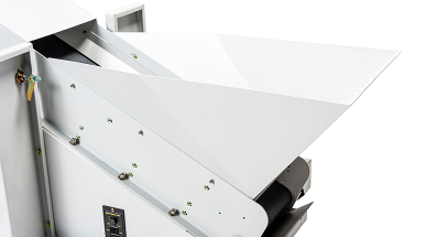 The conveyor plugs directly into the shredder.