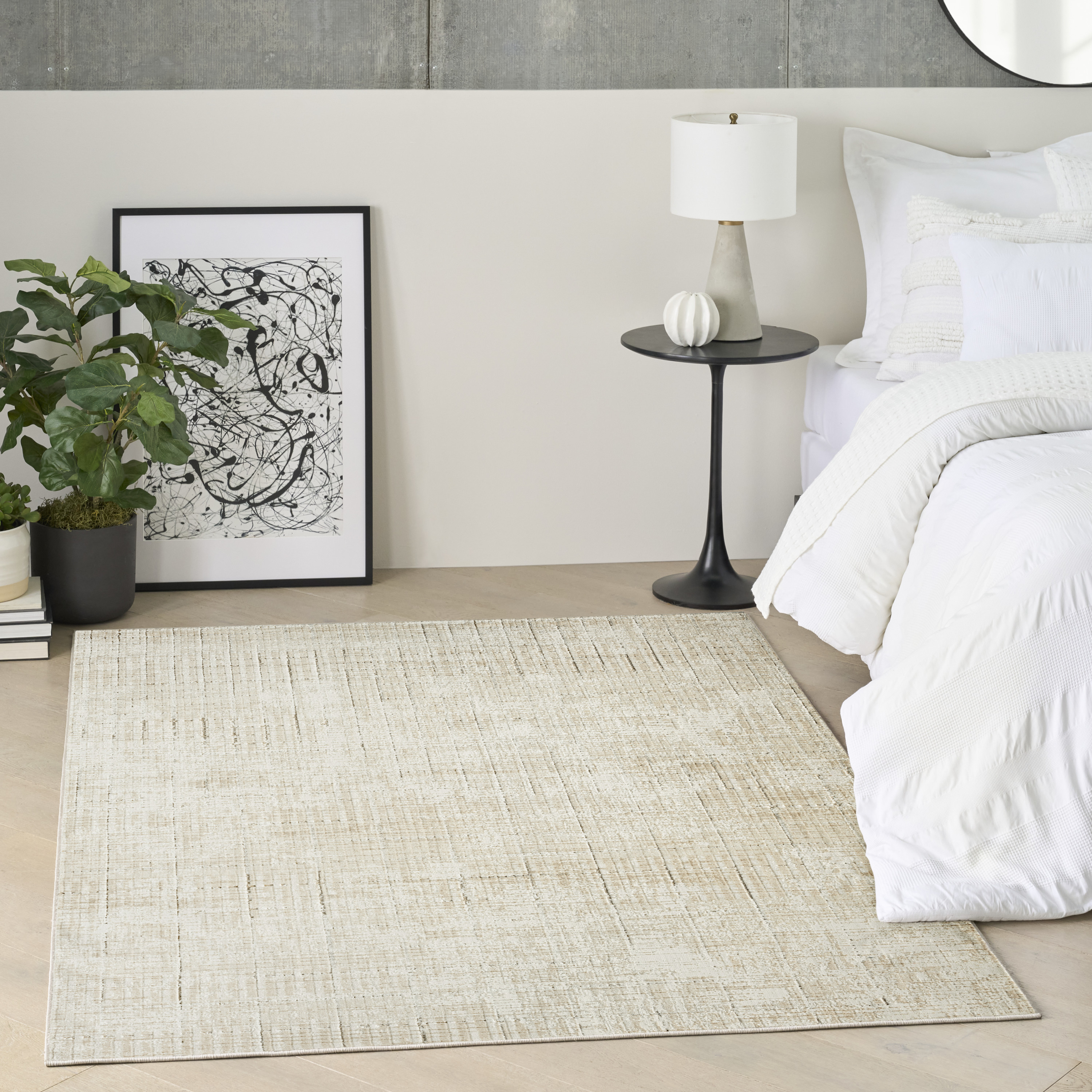 DKNY Grand Street 6' x 9' Ivory Beige Modern Indoor Rug