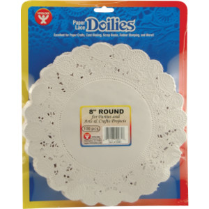 Round Paper Lace Doilies, White, 8", Pack of 100