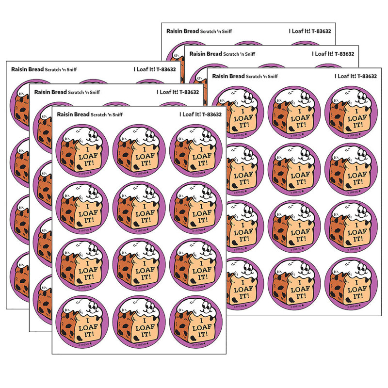 I Loaf It!/Raisin Bread Scent Retro Scratch 'n Sniff Stinky Stickers®, 24 Per Pack, 6 Packs