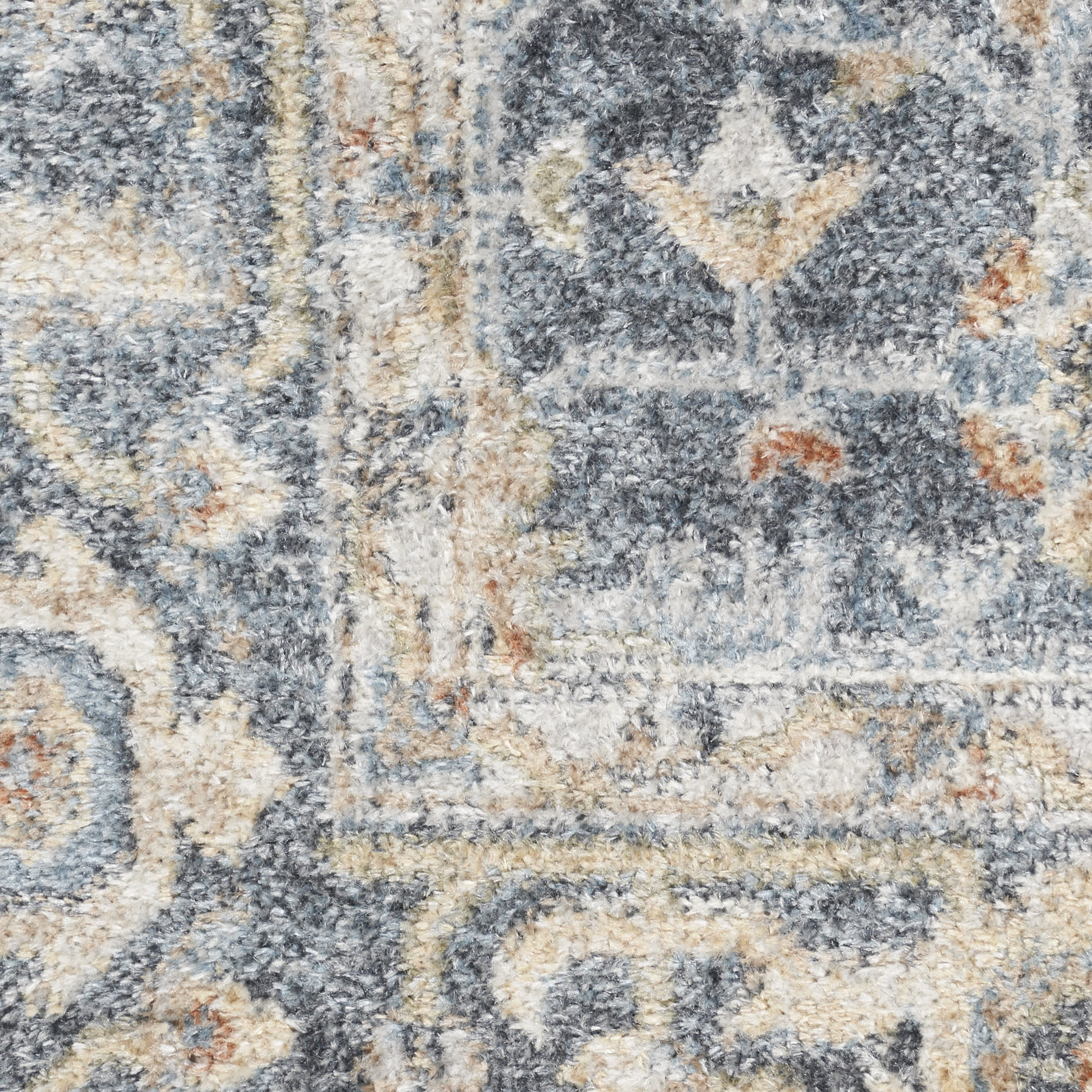 Nourison Astra Machine Washable 2'2" x 8' Grey Gold Vintage Indoor Rug