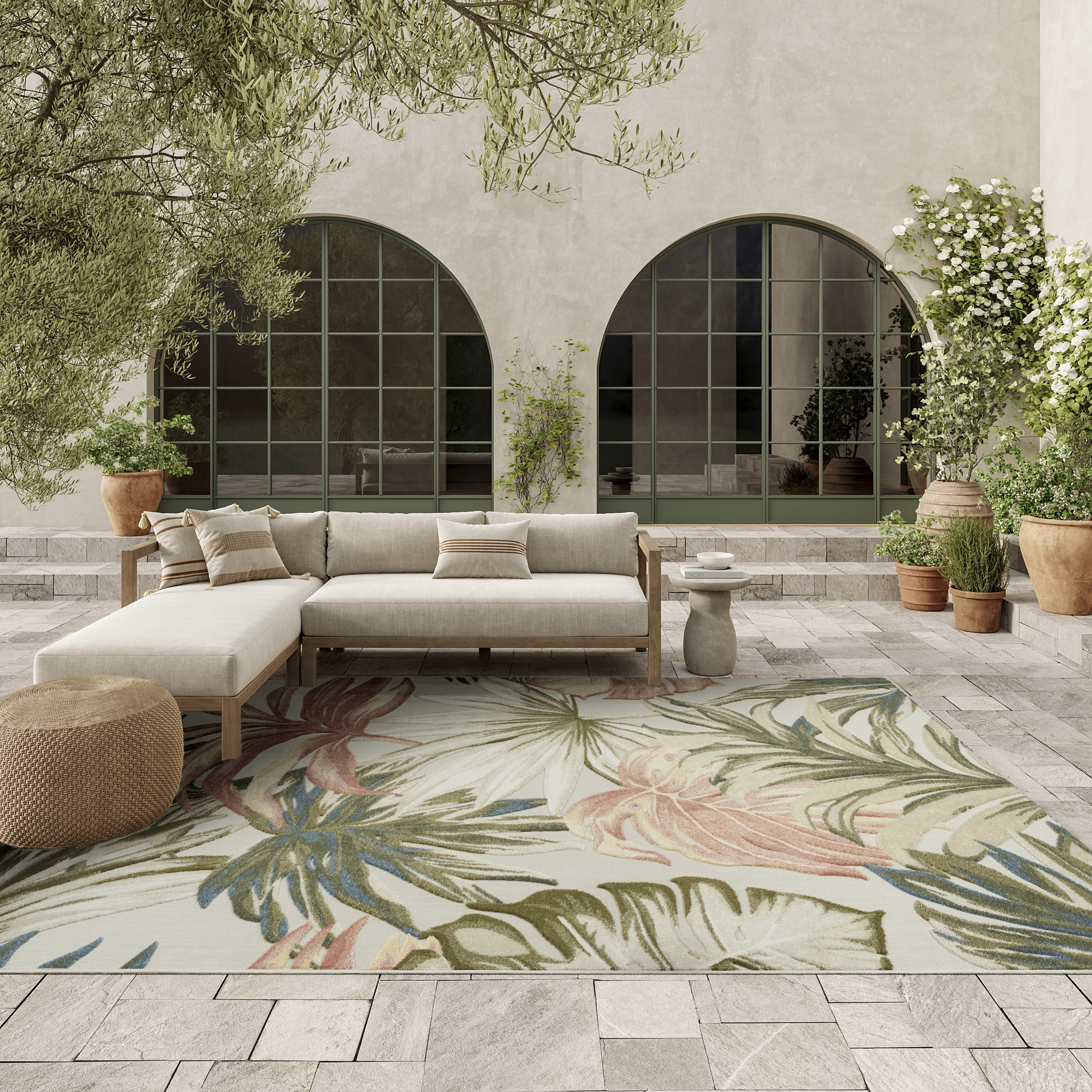 Nourison Aloha 7'10" x 10'6" Ivory Green Modern Rug