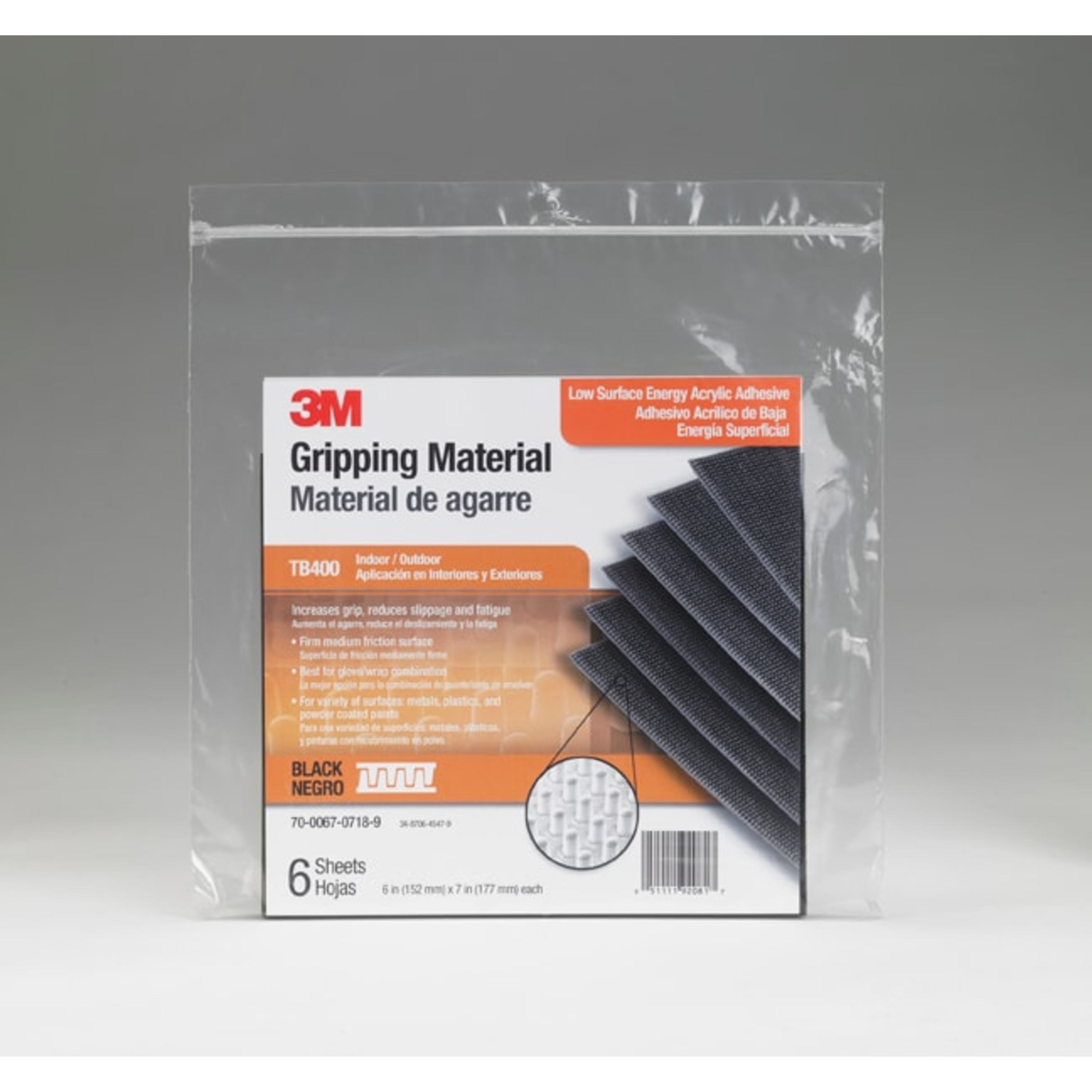 3M™ Gripping Material TB400, Black, 6 in x 7 in sheet, 6 sheets per bag