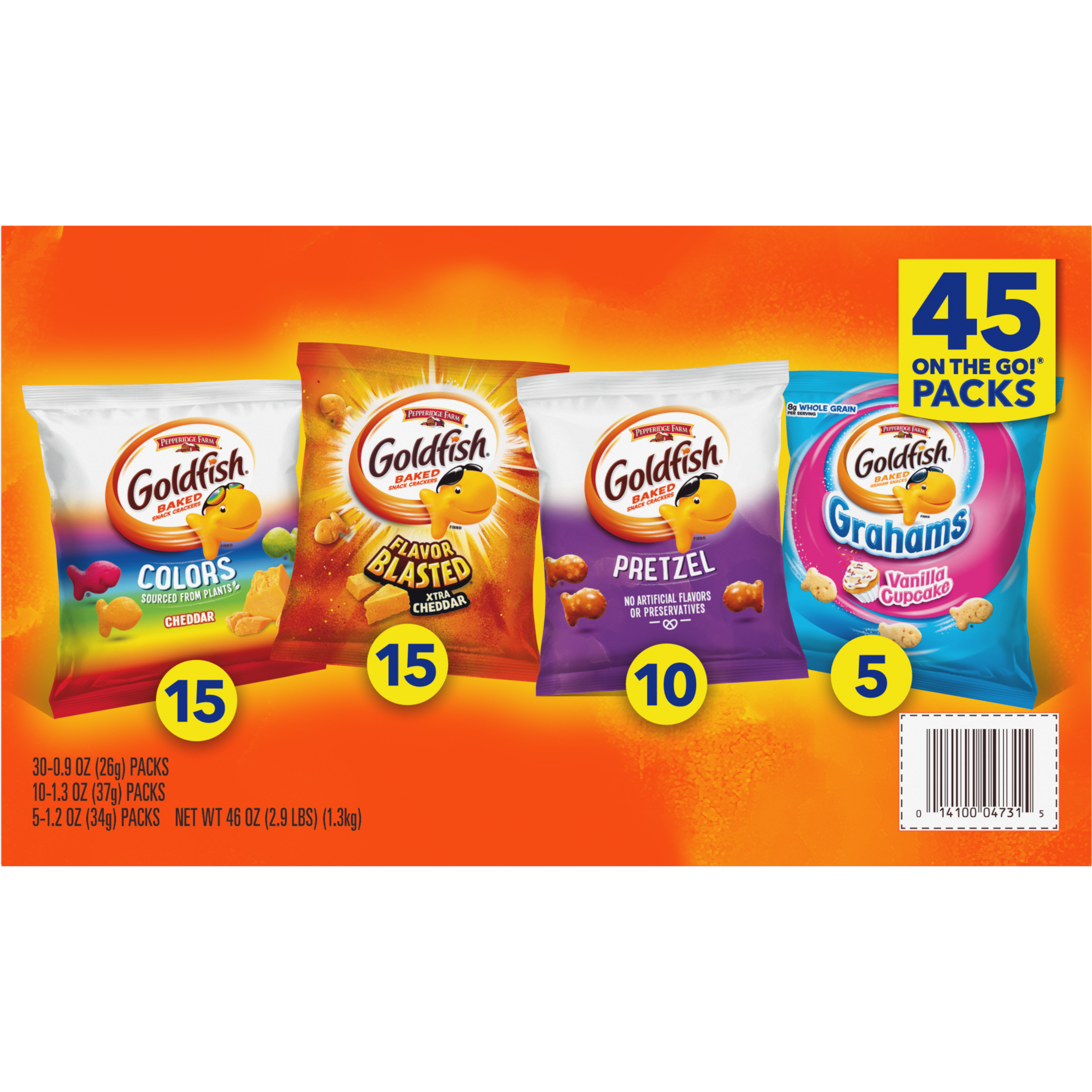 Goldfish® Sweet & Savory Crackers Variety, 45 count box, 46 oz, bag - Back Image
