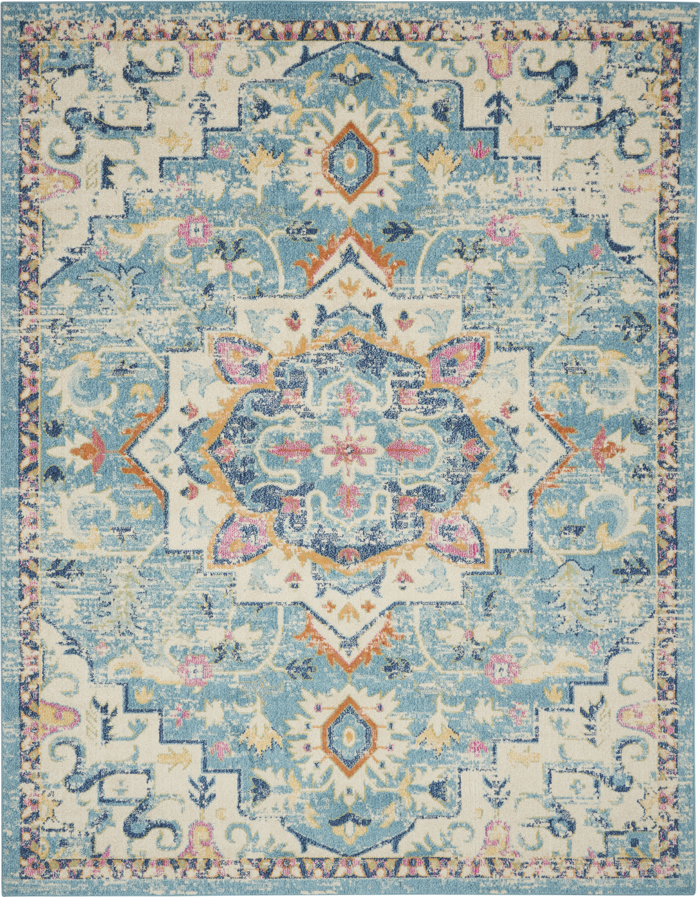 Nourison Passion 9' x 12' Ivory/Light Blue Bohemian Indoor Rug