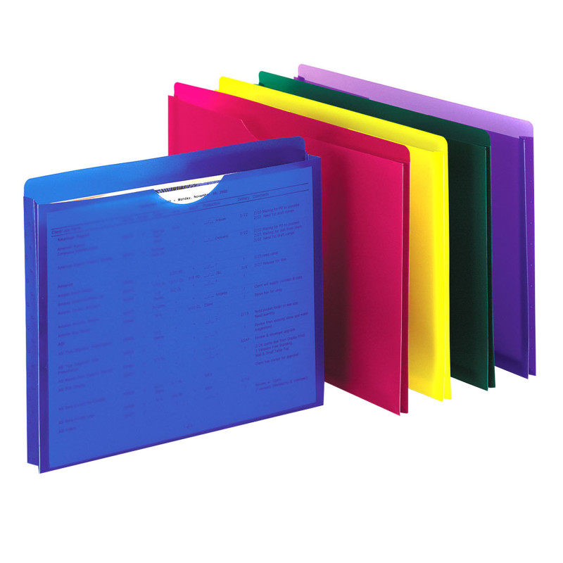 Poly+File+Jackets%2C+Letter+Size%2C+Assorted+Colors%2C+Pack+of+10