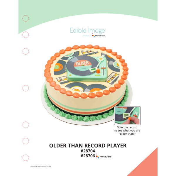 Older Than Record Player The Magic of Cakes® PhotoCake® Enhanced Round Background Page