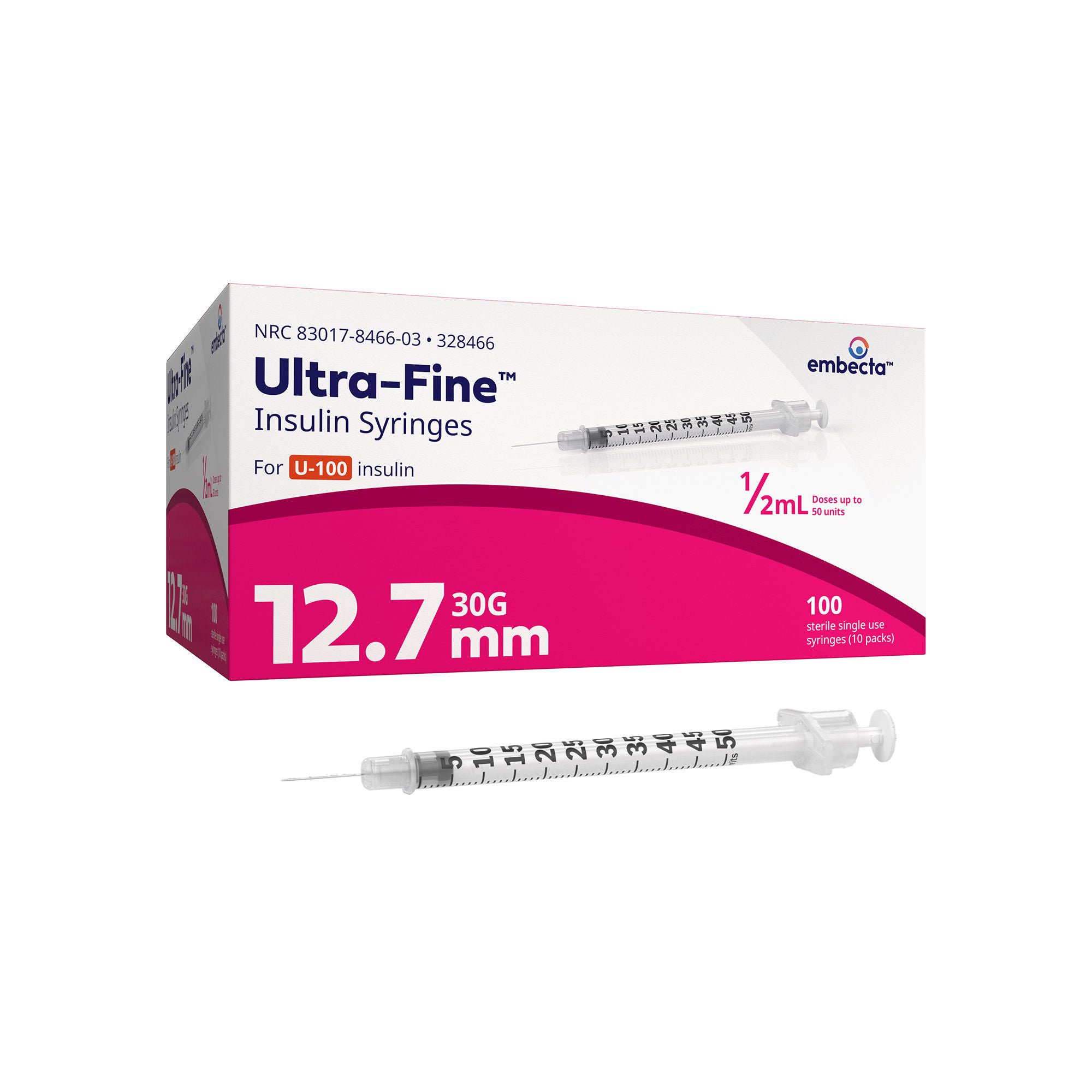 Embecta Medical II LLC SYRINGE/NDL, INSULIN SAFETY GLIDE1ML 31GX6MM (100/BX 4BX/CS)