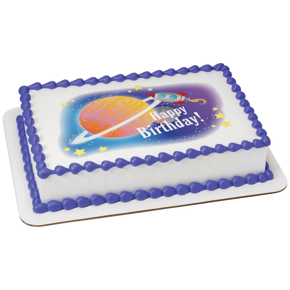 Order Space Birthday Edible Image® by PhotoCake® Cake from ALBERTSONS 1360 BKY 27631 BOUQUET