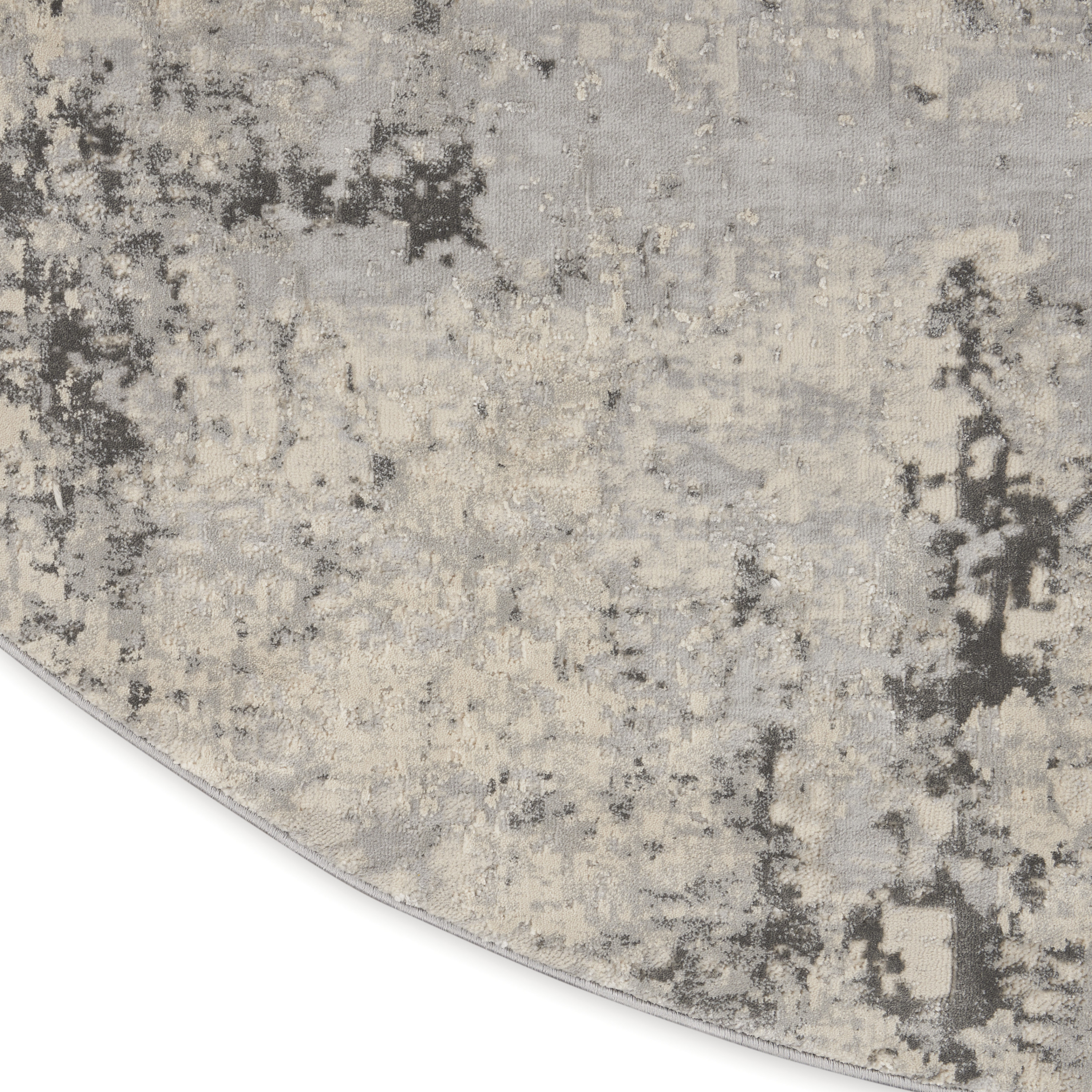 Nourison Rustic Textures 5'3" x Round Grey Beige Modern Indoor Rug