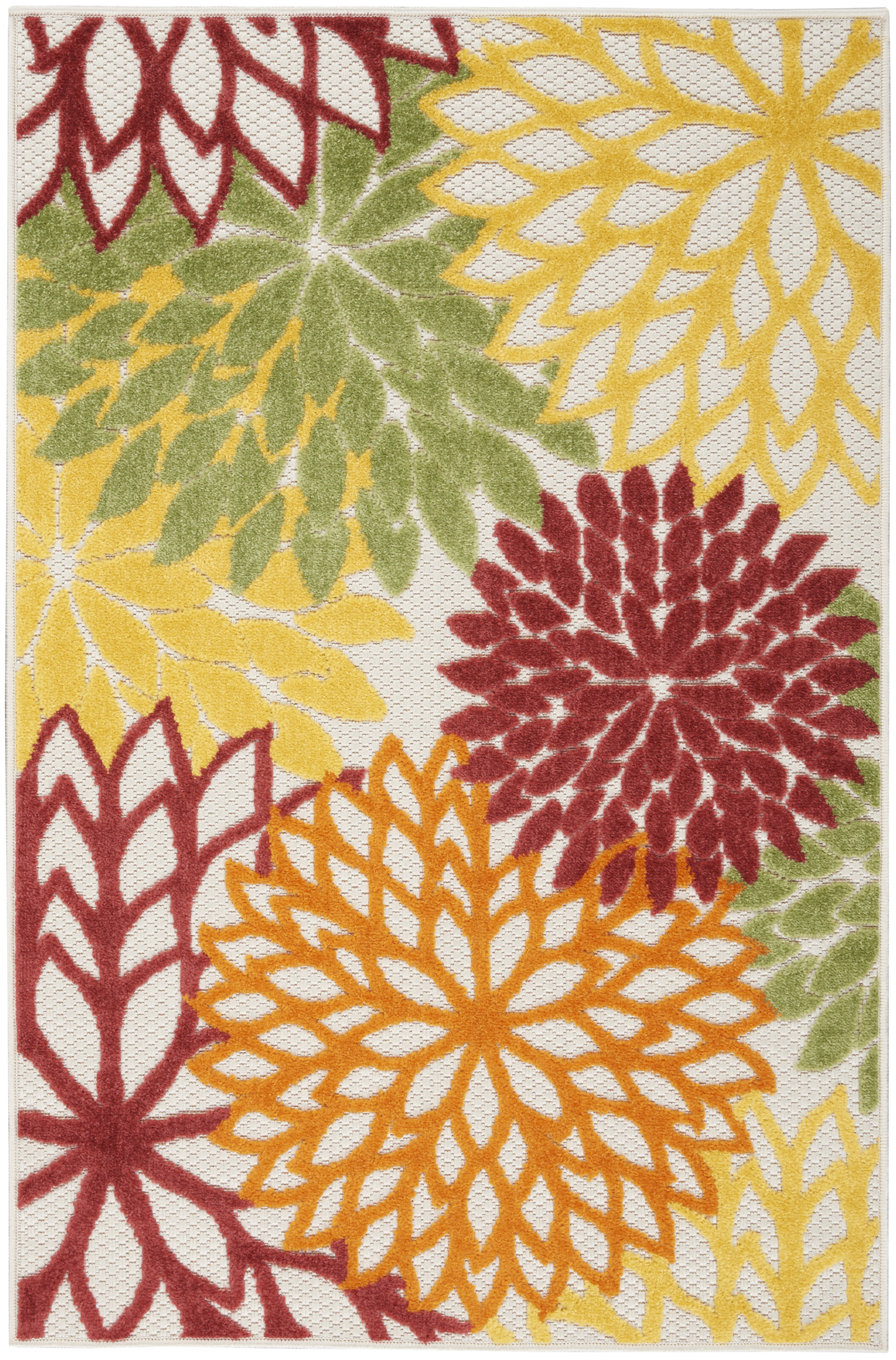 Nourison Aloha 3' x 5' Red Multicolor Tropical Rug