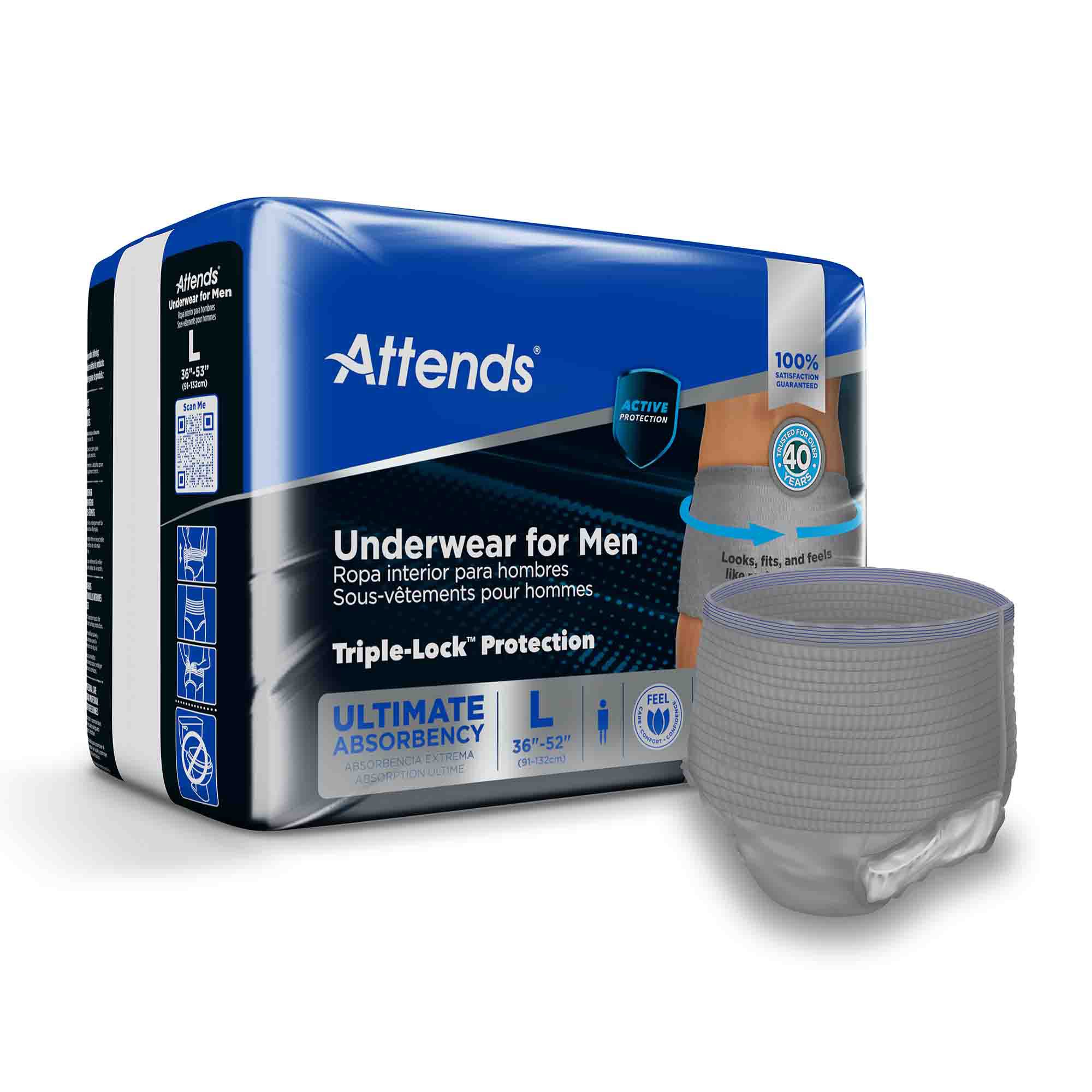 Attends Discreet Men's Underwear, Level 5, Large MK 1039114