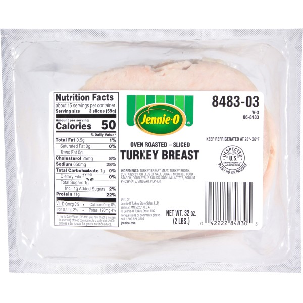 JENNIE-O(r) Oven Roasted Turkey Breast Extra Lean Sliced .7 Ounces, 6/2lb . A1N1 - Front No Plunge In Package (Low Res)