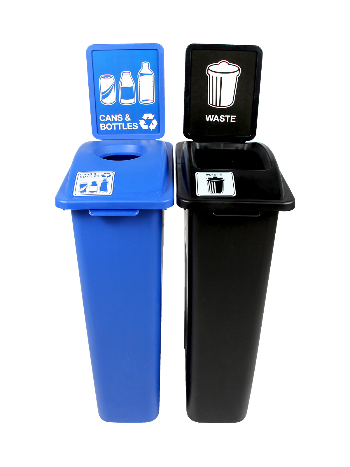 WASTE WATCHER – Double – Kit – Cans & Bottles-Waste – Circle-Full – Blue-Black