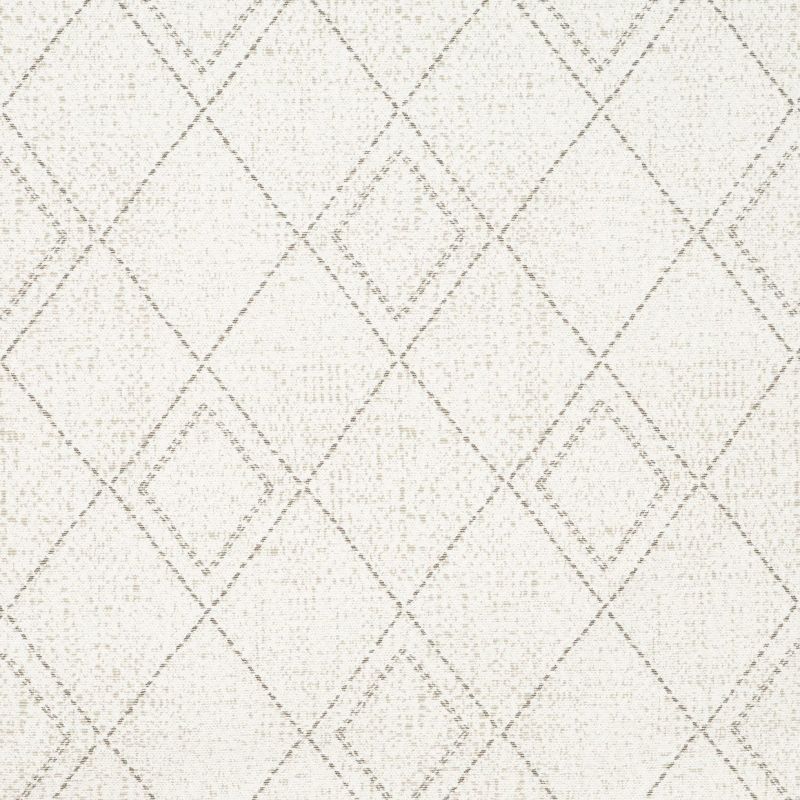 Cream textured wallpaper with faint taupe diamond lattice; pattern repeats across the surface, subtly distressed, filling a neutral, softly lit interior wall.