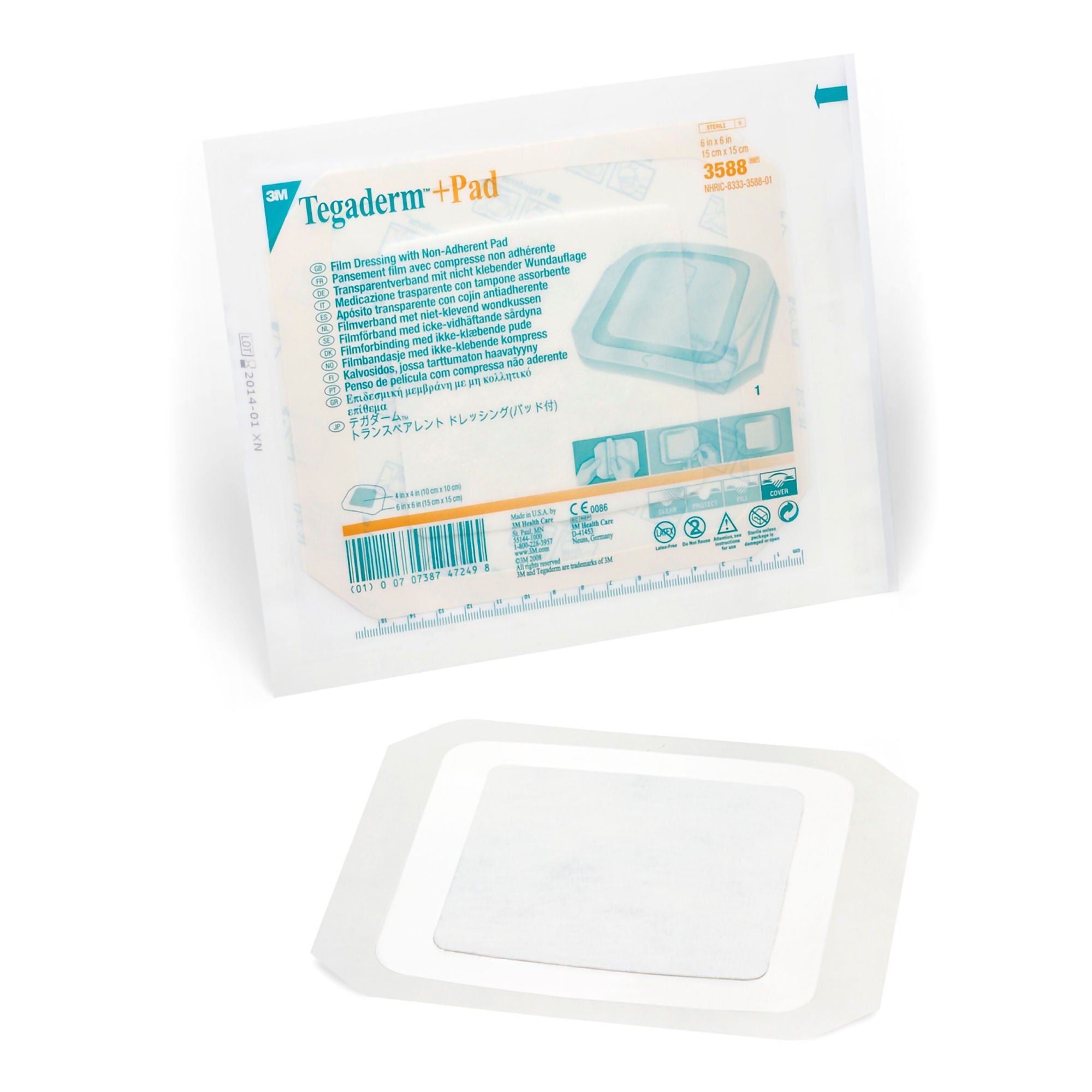 3M™ Tegaderm™ +Pad Film Dressing with nonadherent Pad, 6 x 6 Inch