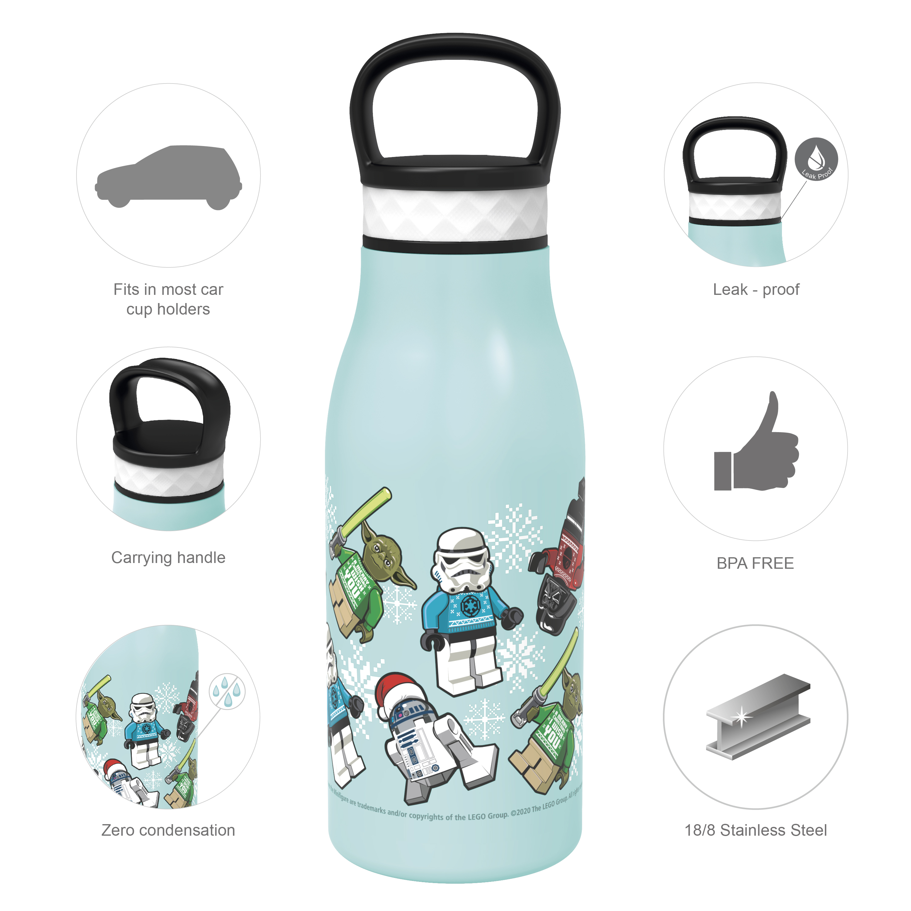 Lego Star Wars 12 ounce Stainless Steel Vacuum Insulated Water Bottle, Darth Vader, Stormtroopers and Yoda slideshow image 6 Lego Star Wars 12 ounce Stainless Steel Vacuum Insulated Water Bottle, Darth Vader, Stormtroopers and Yoda slideshow image 6