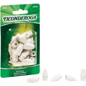 Wedge Cap Erasers, White, 25 Count