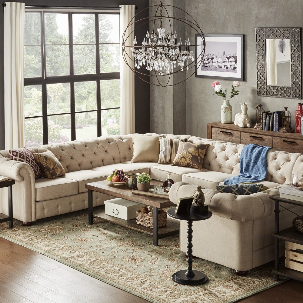 10-Seat U-Shaped Chesterfield Sectional Sofa