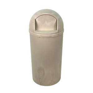 Impact, White, Bullet, 21 gal, Resin, Beige, Round, Receptacle