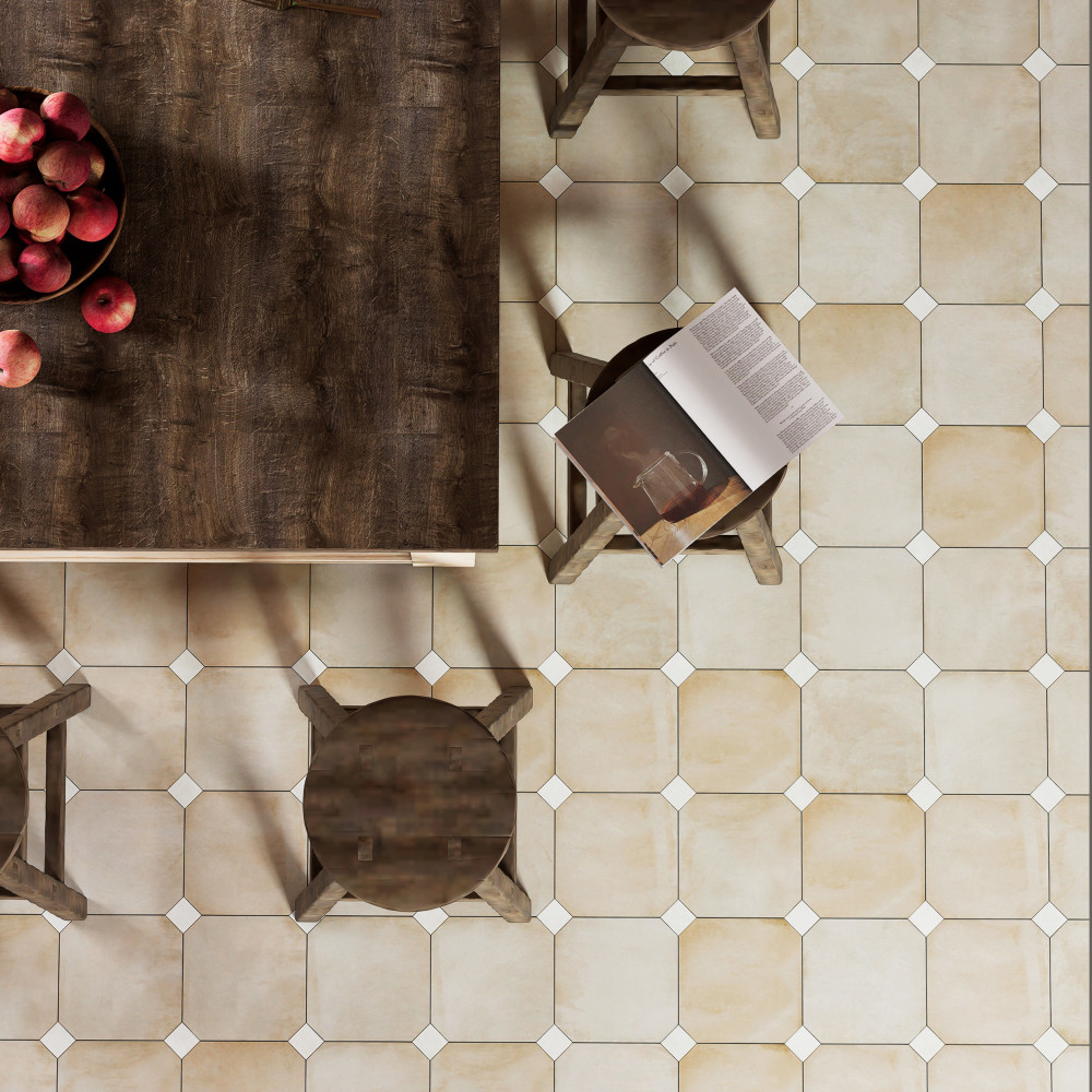 Laverton Octagon Arena with Taco Nieve 7-7/8 in. x 7-7/8 in. Porcelain Floor and Wall Tile