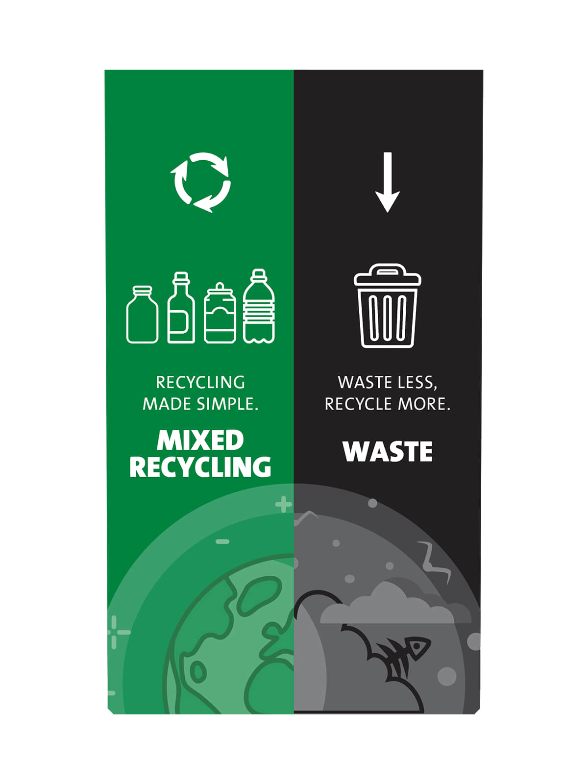 EXPRESSION – Sign – Mixed Recycling-Waste – Green-Black