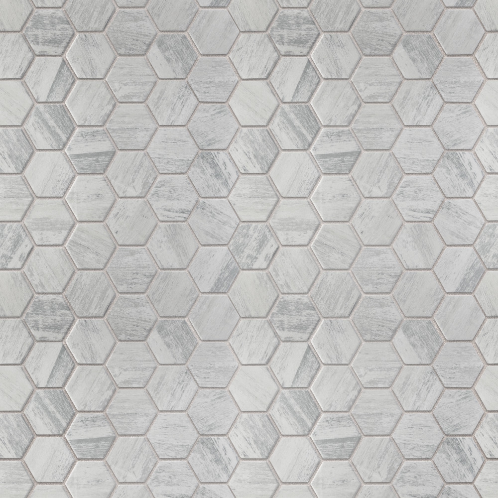 Sample – Cassis 2″ Hex White Porcelain Mosaic Tile