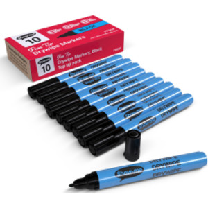 Fine Tip Slim Barrel Dry Erase Markers, Black, Box of 10
