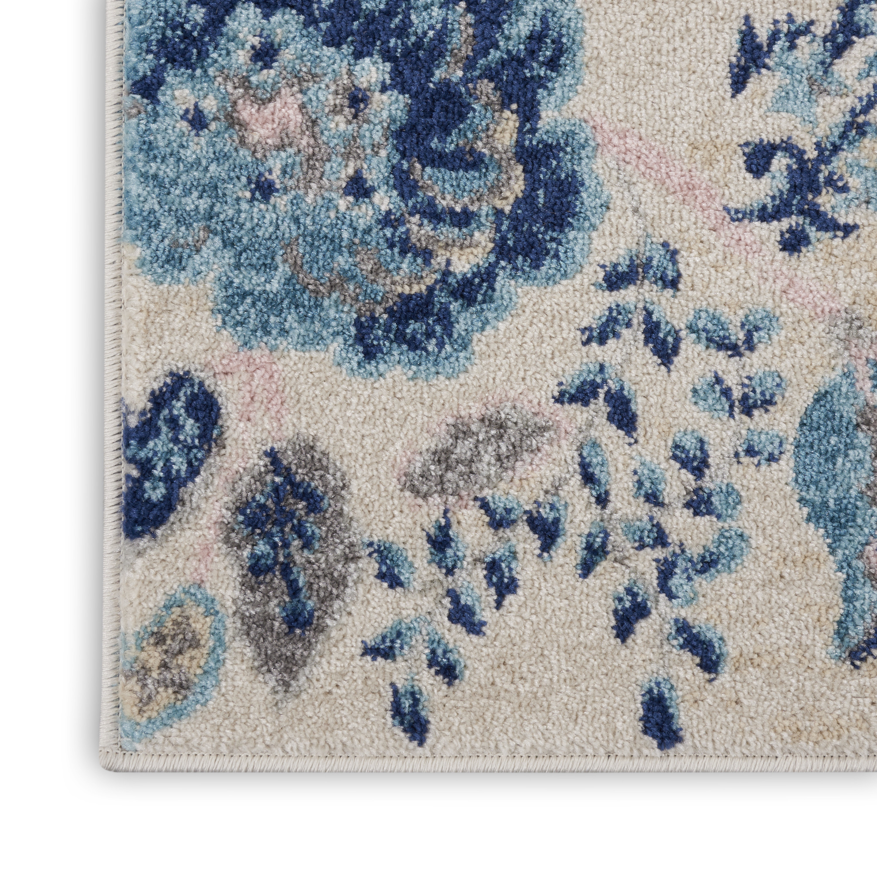 Nourison Tranquil 2' x 4' Ivory/Light Blue Farmhouse Indoor Rug
