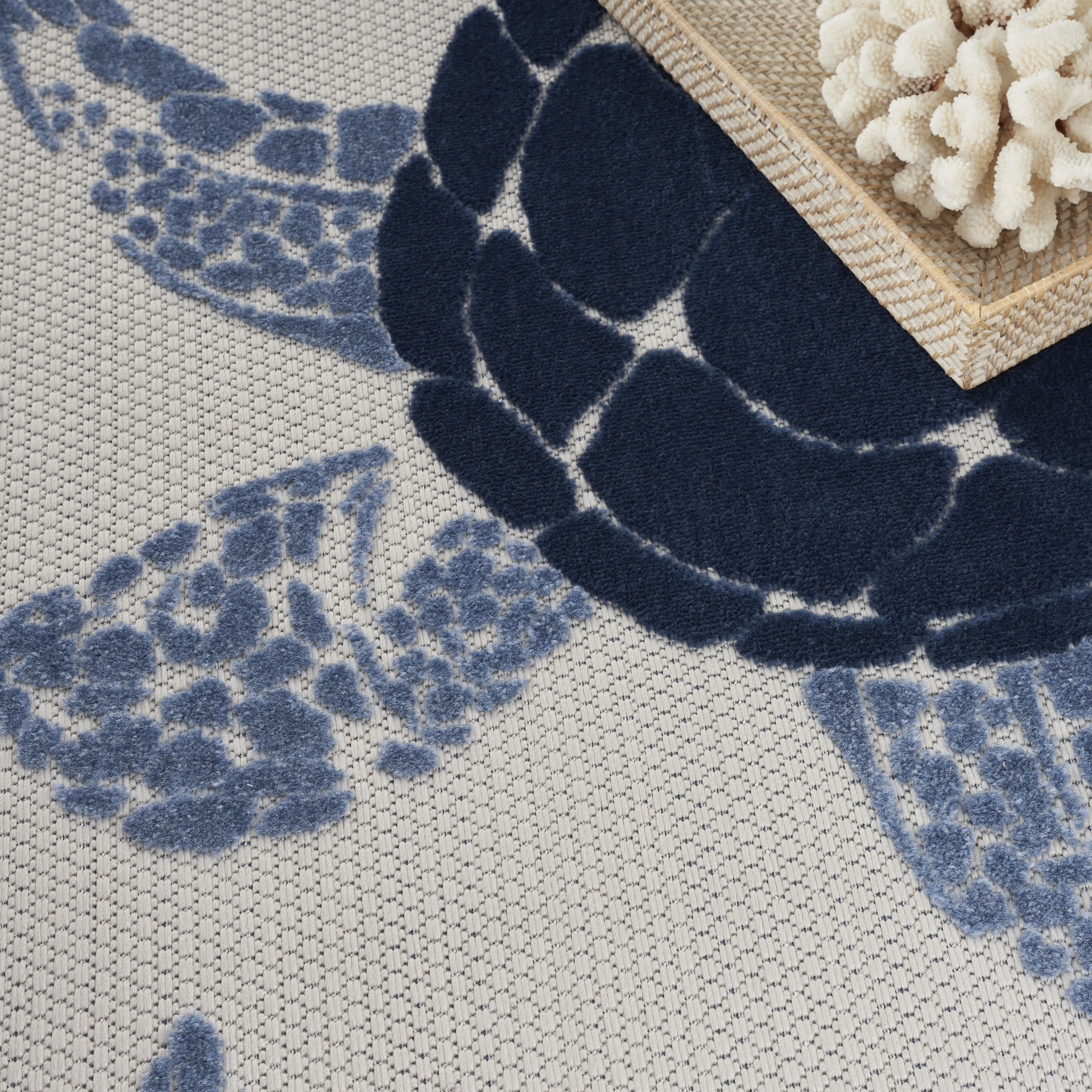 Nourison Aloha 6' x 9' Navy Blue Coastal, Nautical & Beach Rug