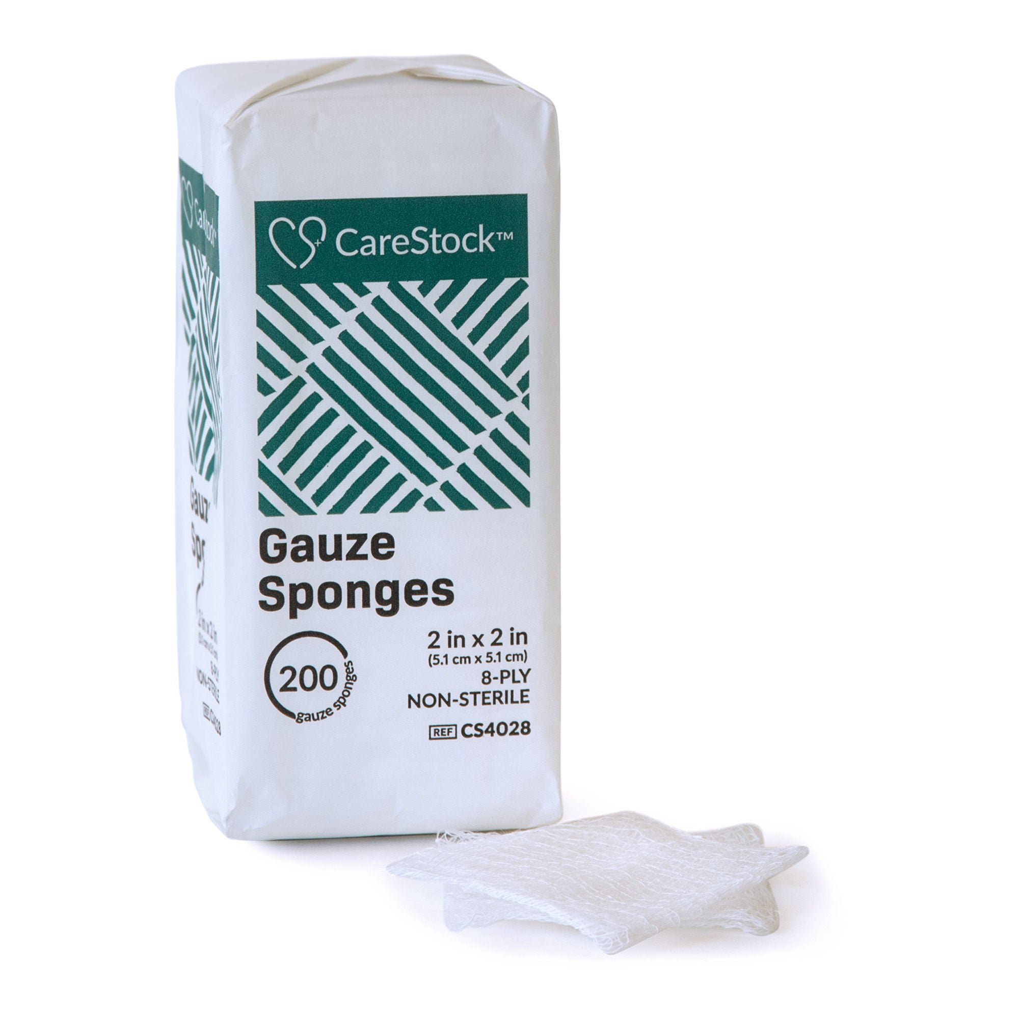 CareStock™ Gauze Sponge, 2 x 2 in. 8-Ply, Medical-Grade Cotton Wound Dressing