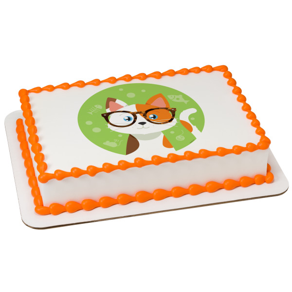 Kitty With Glasses PhotoCake® Edible Image®