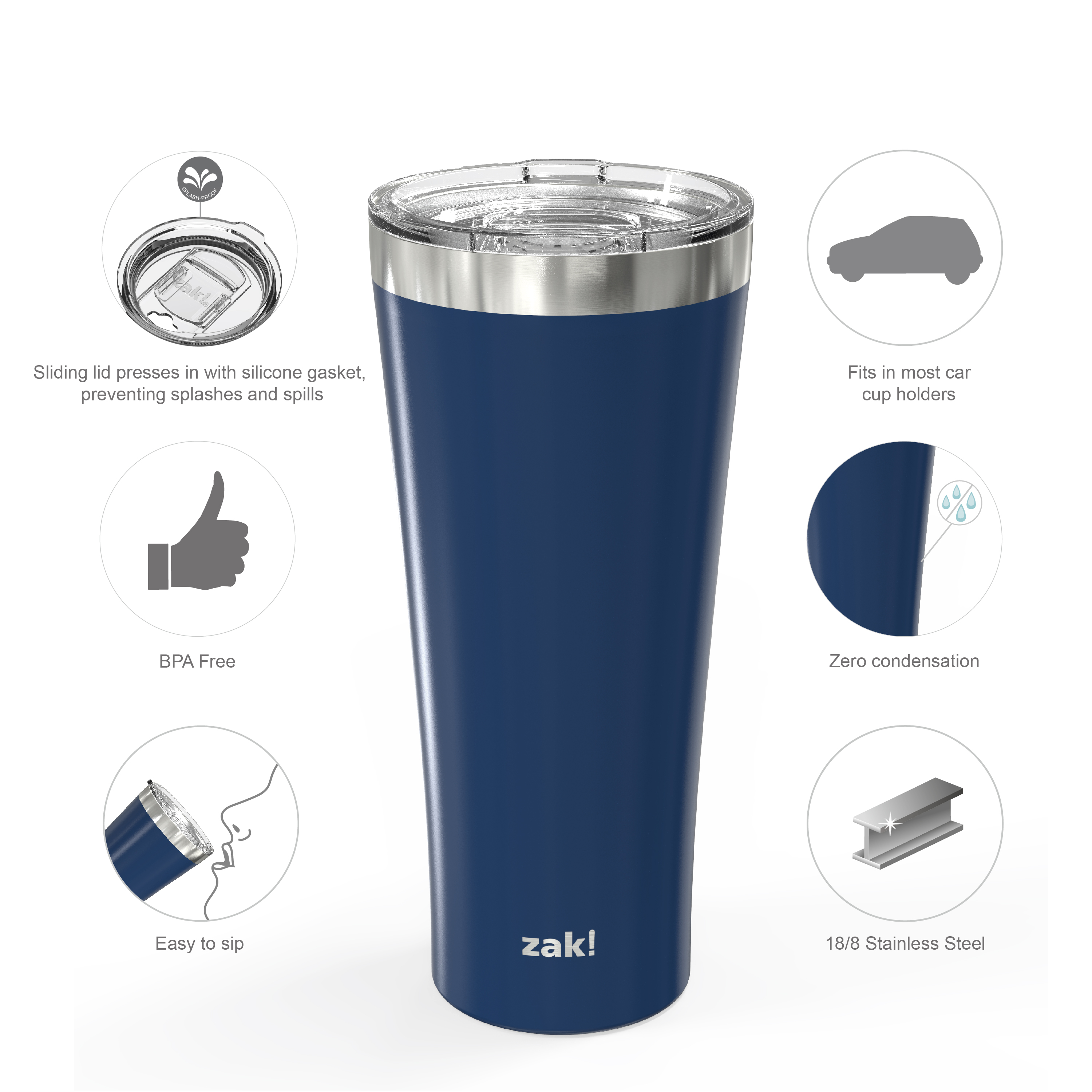 Alpine 30 ounce Stainless Steel Vacuum Insulated Tumbler with Straw, Indigo slideshow image 4 Alpine 30 ounce Stainless Steel Vacuum Insulated Tumbler with Straw, Indigo slideshow image 4