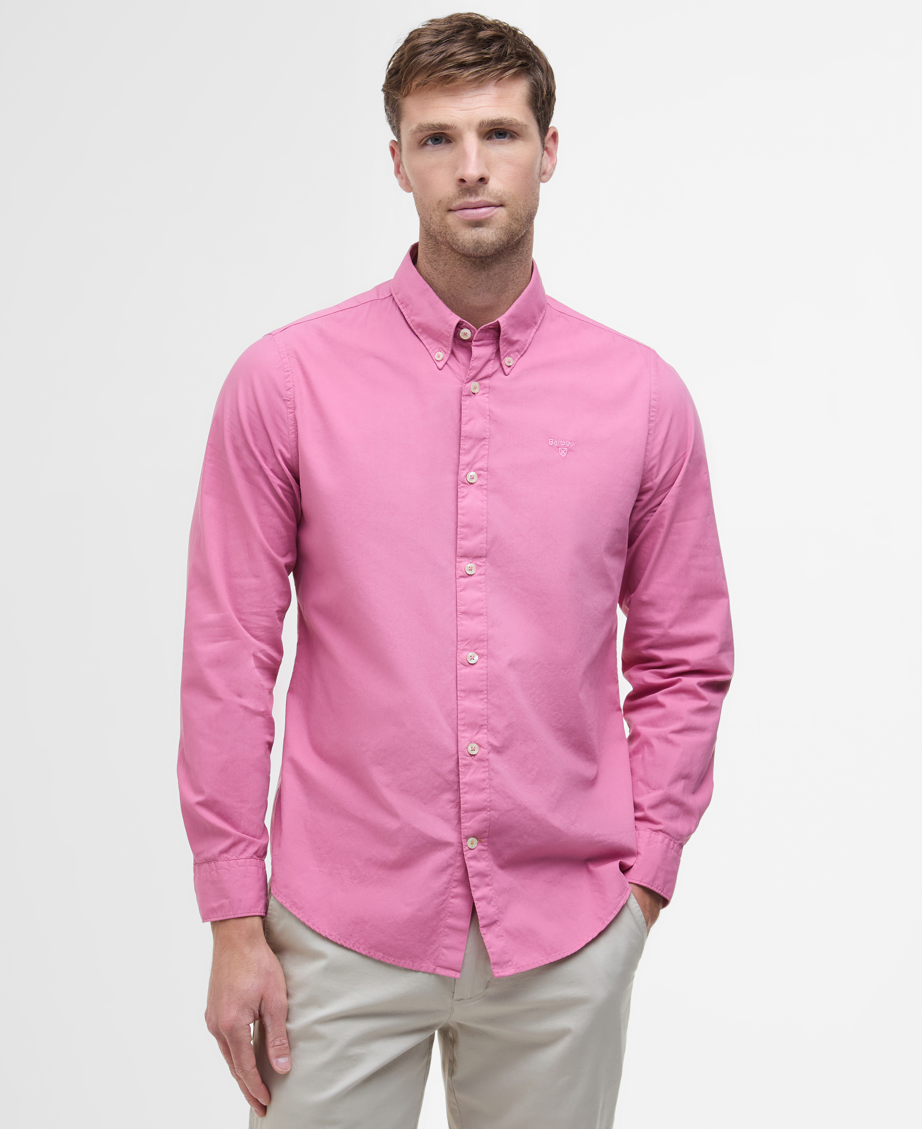 Camicia a maniche lunghe tinta in capo leggermente aderente image number 0