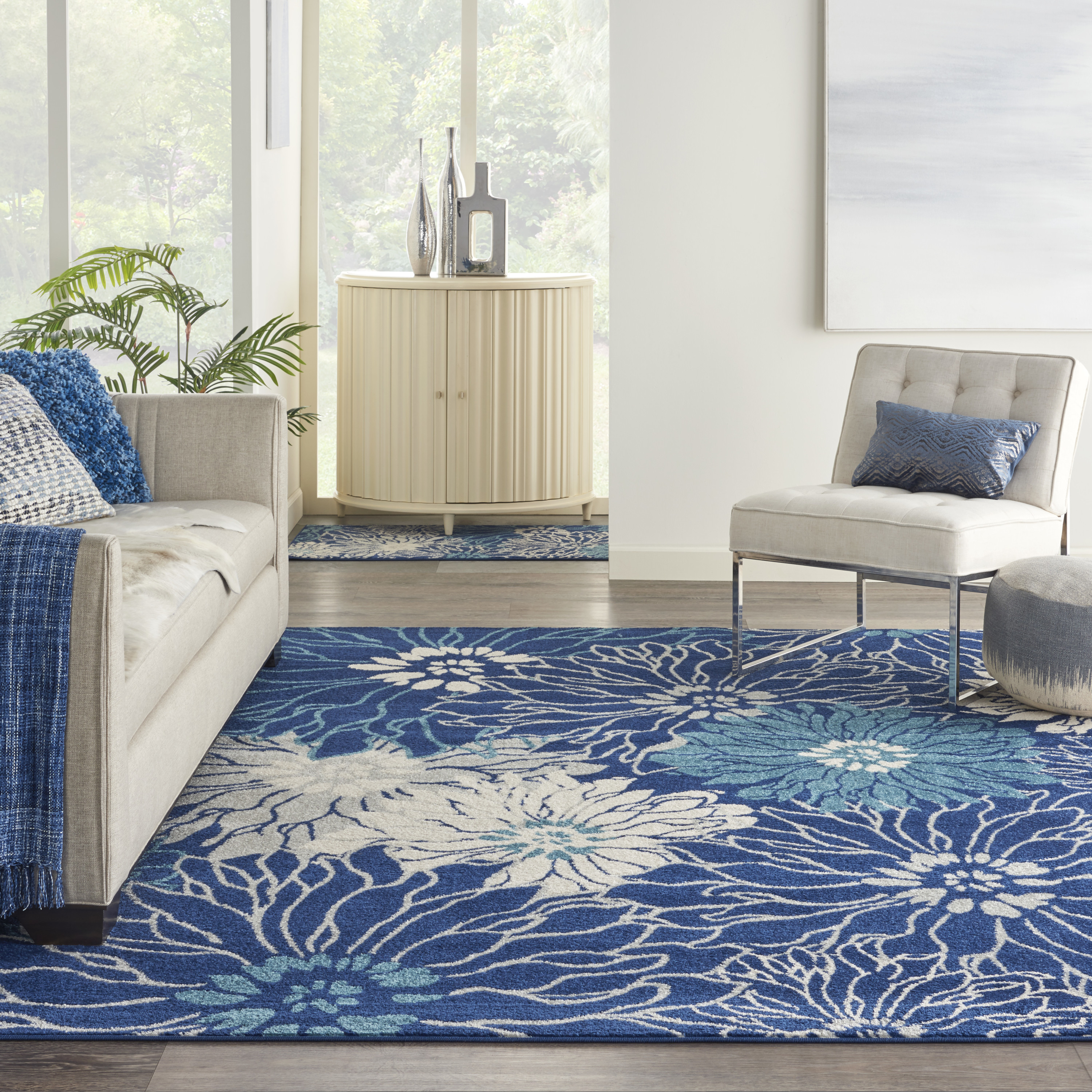 Nourison Passion 6'7" x 9'6" Navy Ivory Contemporary Indoor Rug