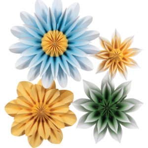 Floral Sunshine Paper Flowers, Pack of 4